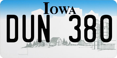 IA license plate DUN380