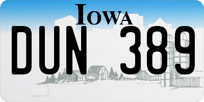 IA license plate DUN389