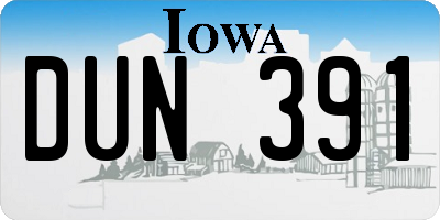 IA license plate DUN391