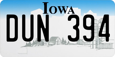 IA license plate DUN394