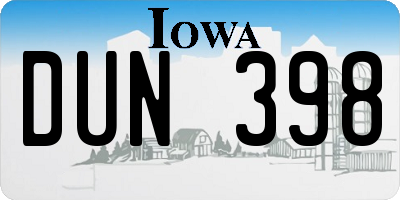 IA license plate DUN398