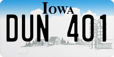 IA license plate DUN401