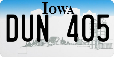 IA license plate DUN405