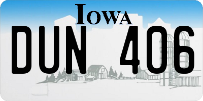 IA license plate DUN406