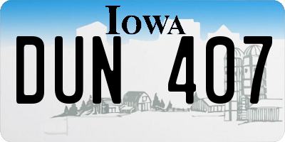 IA license plate DUN407