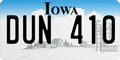 IA license plate DUN410