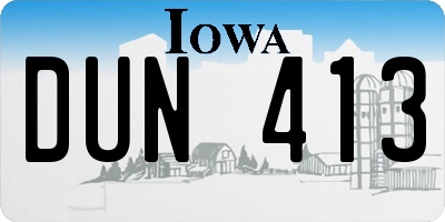 IA license plate DUN413