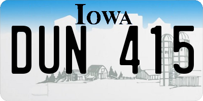 IA license plate DUN415