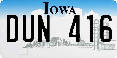 IA license plate DUN416