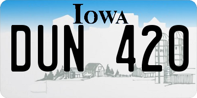 IA license plate DUN420