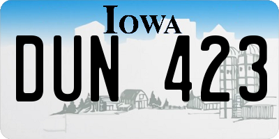 IA license plate DUN423
