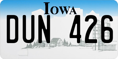 IA license plate DUN426