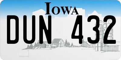 IA license plate DUN432