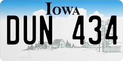 IA license plate DUN434