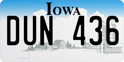 IA license plate DUN436