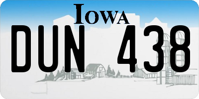 IA license plate DUN438