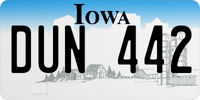 IA license plate DUN442
