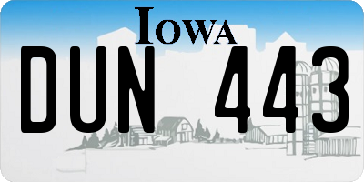 IA license plate DUN443