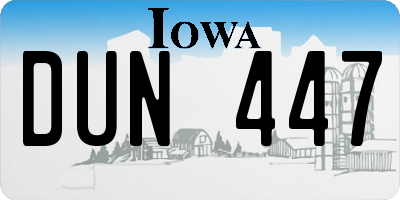 IA license plate DUN447