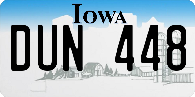 IA license plate DUN448