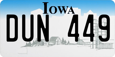 IA license plate DUN449