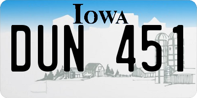 IA license plate DUN451