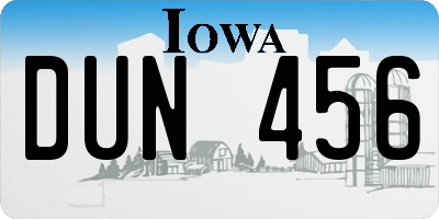 IA license plate DUN456
