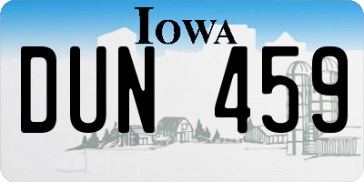 IA license plate DUN459