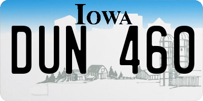 IA license plate DUN460