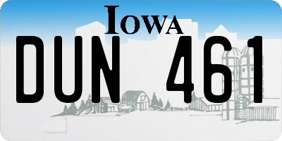 IA license plate DUN461