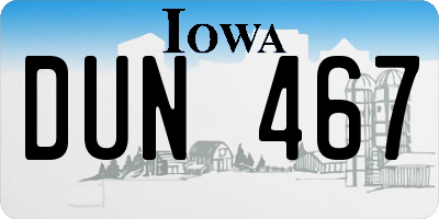 IA license plate DUN467