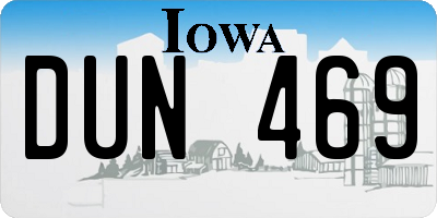 IA license plate DUN469