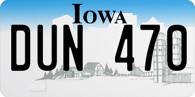 IA license plate DUN470