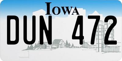 IA license plate DUN472