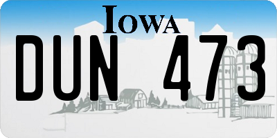 IA license plate DUN473