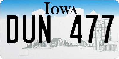 IA license plate DUN477