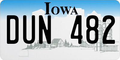 IA license plate DUN482