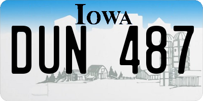 IA license plate DUN487