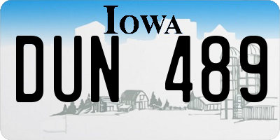 IA license plate DUN489