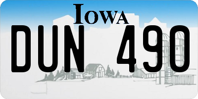 IA license plate DUN490