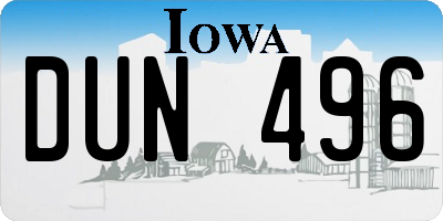 IA license plate DUN496