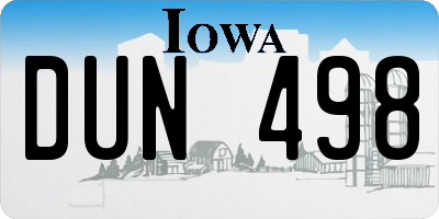IA license plate DUN498