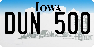 IA license plate DUN500