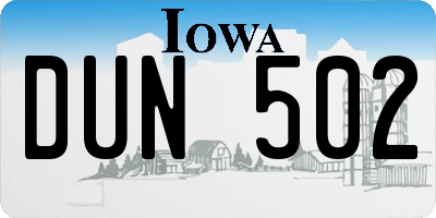 IA license plate DUN502
