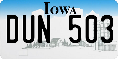 IA license plate DUN503