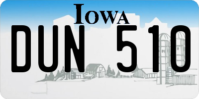 IA license plate DUN510