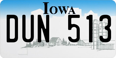 IA license plate DUN513
