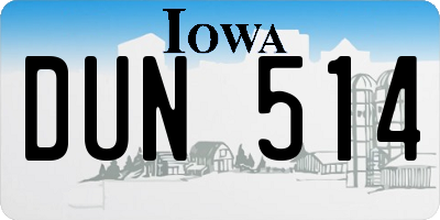 IA license plate DUN514
