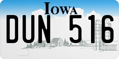 IA license plate DUN516