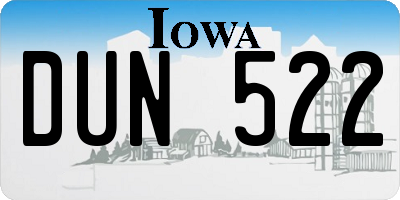 IA license plate DUN522